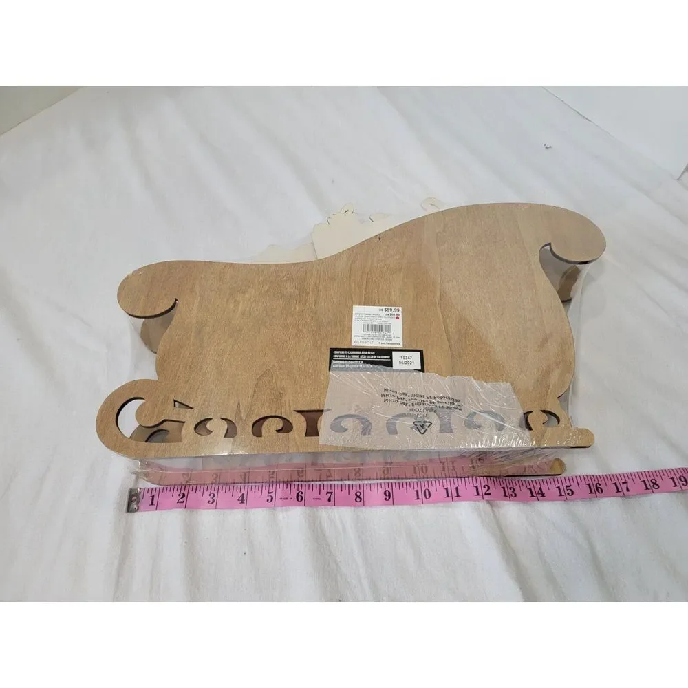 New Wooden Advent Calendar Boxes Santa‎ Sleigh Shape Countdown Christmas